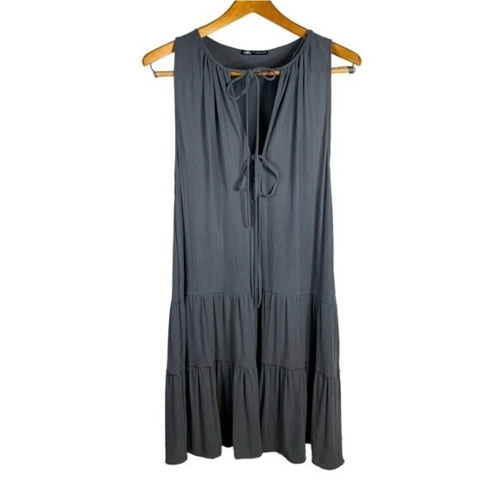 ZARA Women's Sleeveless Dress Tie Front Boho Grey Size Medium - Picture 1 of 7
